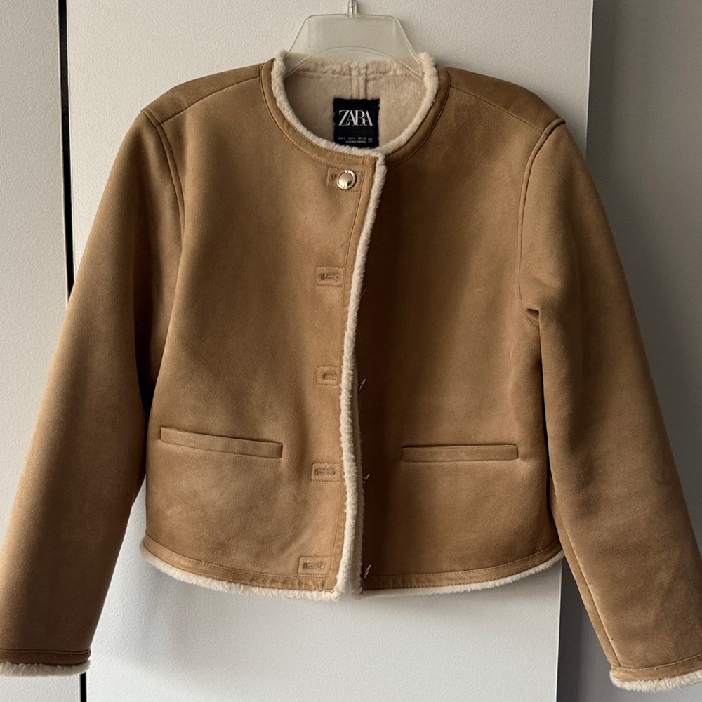 Zara Women's Camel Teddy Jacket